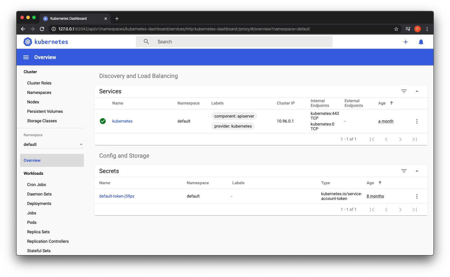 minikube dashboard ui