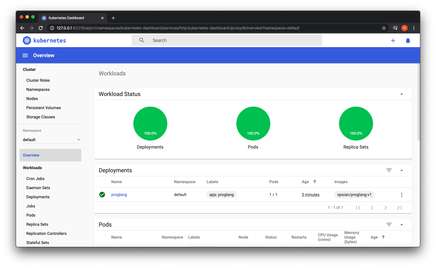 more minikube dashboard